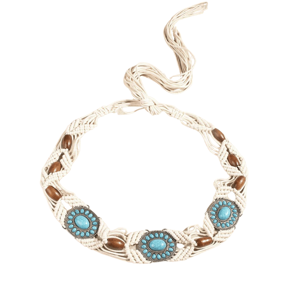 Bohemiskt makramébälte Beige