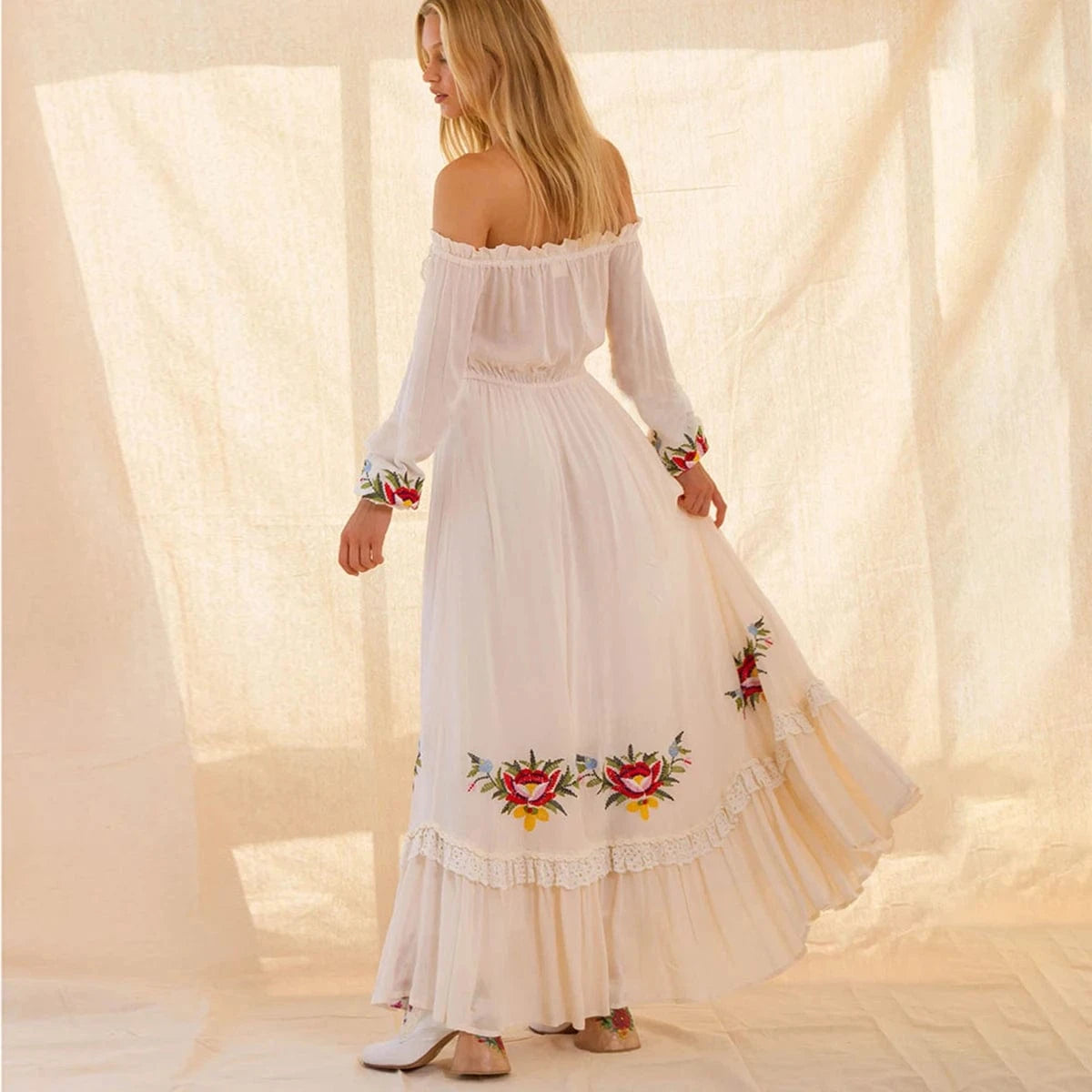 Boho chic klänning vit