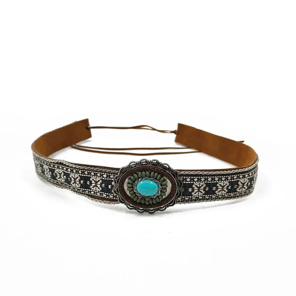 Bohomiskt westernhattband turkossten