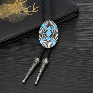 Bolo tie i blått med oval medaljong Blå