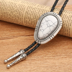 Bolo tie i droppform med naturlig turkos