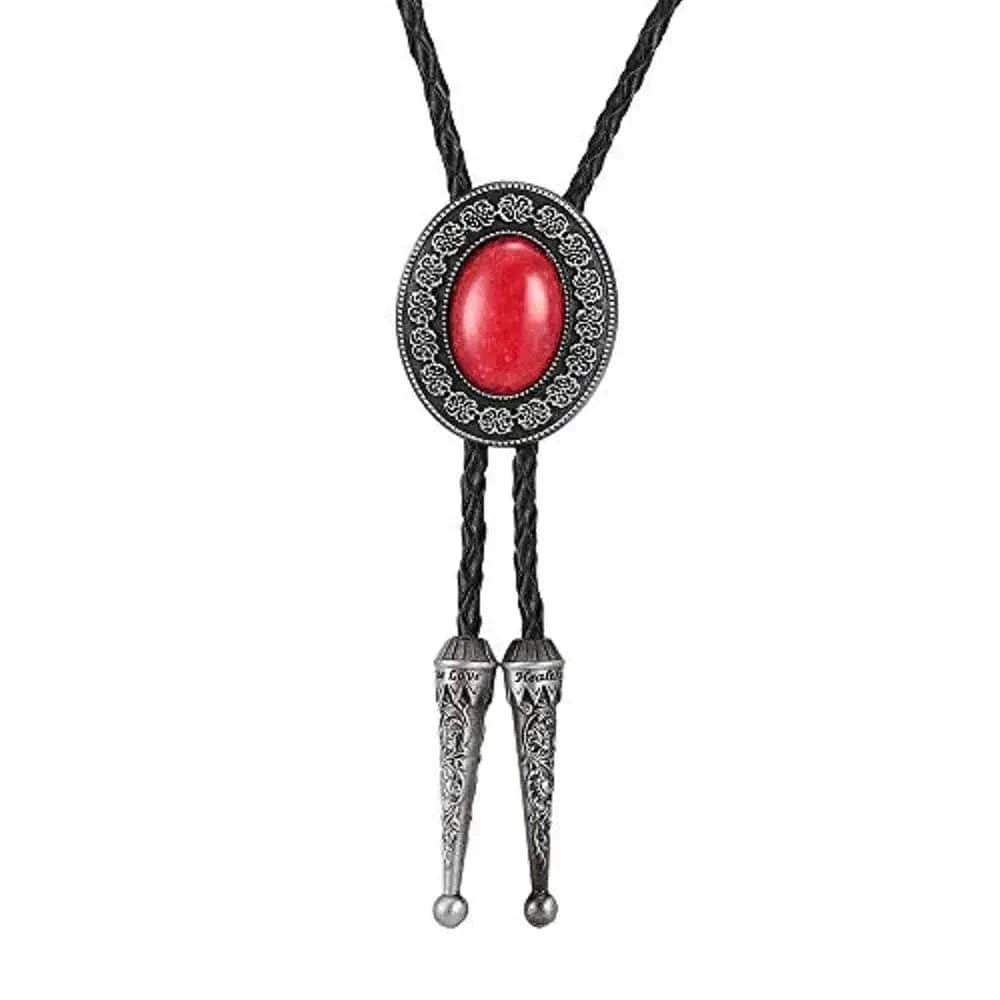 Bolo tie i läder med natursten