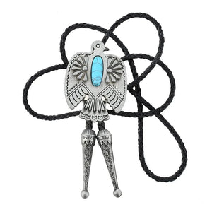 Bolo tie i ornform med agatsten Turkosblå