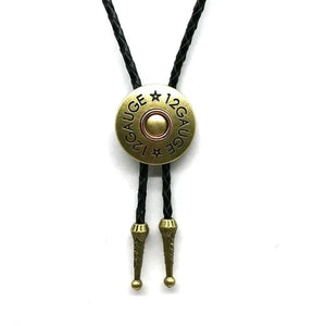 Bolo tie i rund metall med 12 Gauge-design Guld
