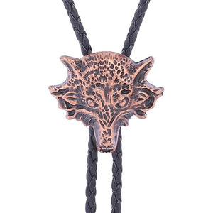 Bolo tie med 3D-varghuvud i metall Brons
