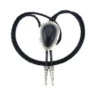 Bolo tie med ädelstenslook i vattendroppsform Svart