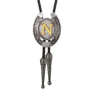 Bolo tie med bokstavsemblem A–Z Silver N