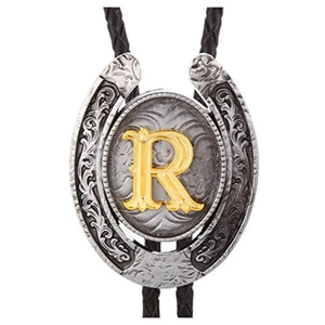 Bolo tie med bokstavsemblem A–Z Silver R