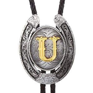 Bolo tie med bokstavsemblem A–Z Silver U