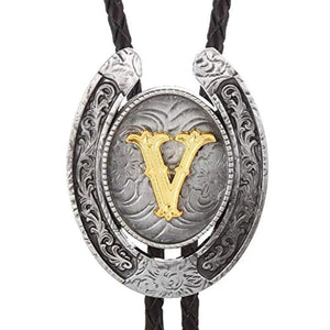 Bolo tie med bokstavsemblem A–Z Silver V