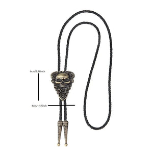 Bolo tie med dödskalle i vintage-stil