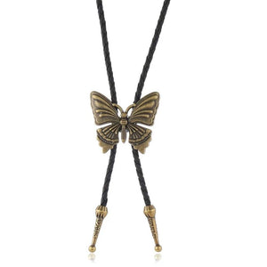 Bolo tie med fjäril i metall Brons