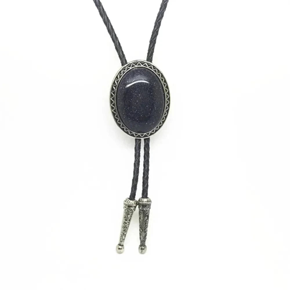 Bolo tie med glasdetalj och ovalt vintagehänge