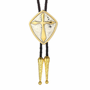 Bolo tie med korshänge i metall Guld