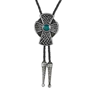 Bolo tie med korshänge och sten Mörksilver och blå