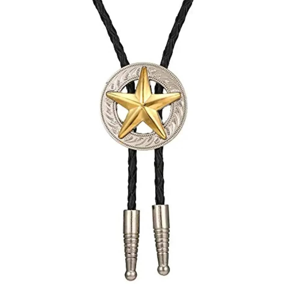 Bolo tie med pentagram i silver Guld