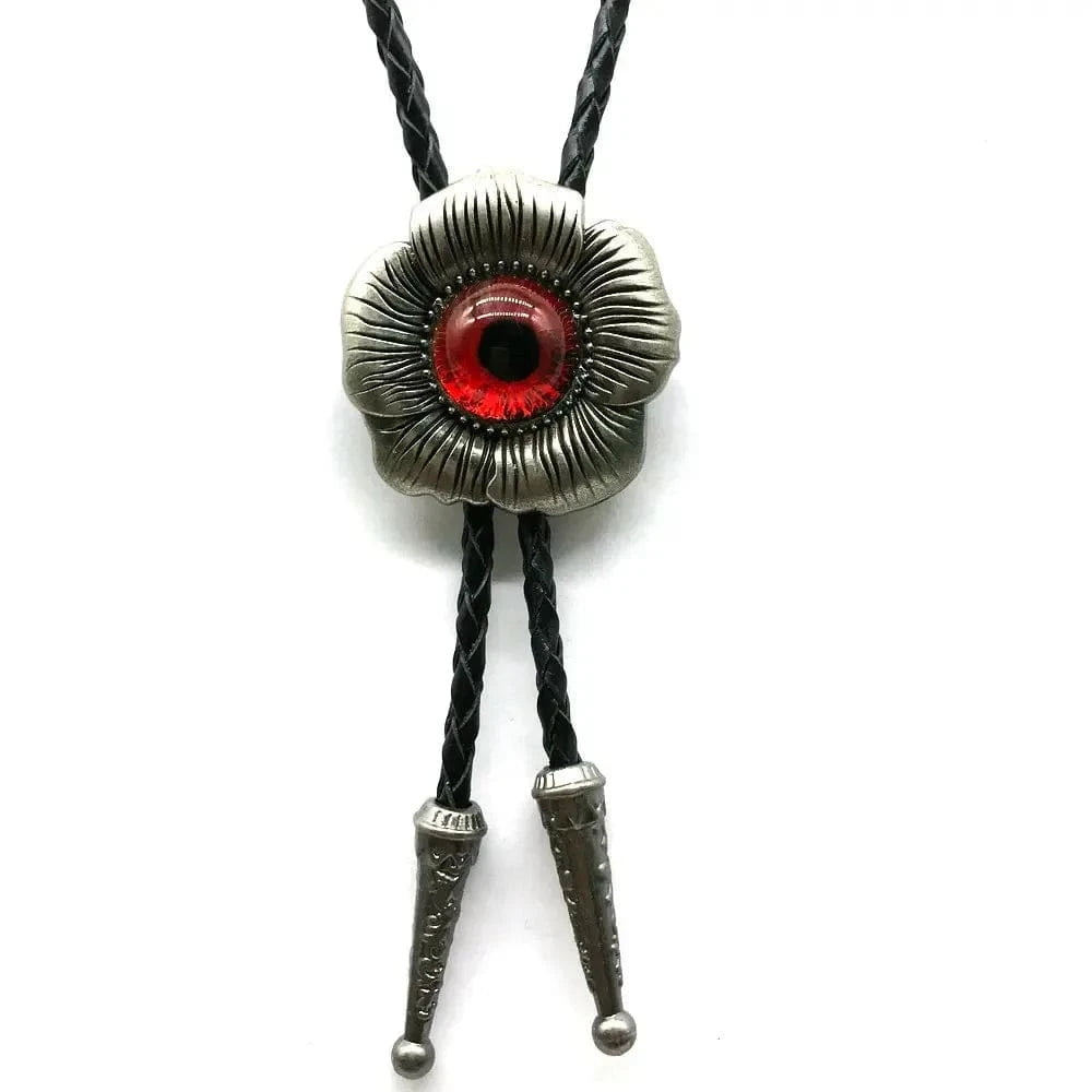 Bolo tie med rosformad medaljong och kristallsten
