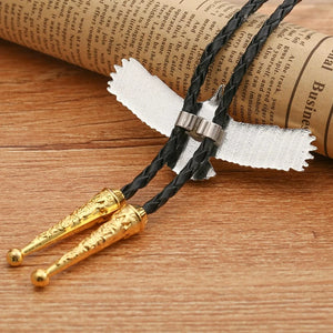 Bolo tie med silver- och guldfärgad örn och blå sten Silver och guld
