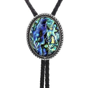 Bolo tie med snäckstenshänge i blågrönt skimrande Blågrön 03