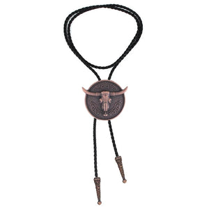 Bolo tie med tjurhuvud med långt horn