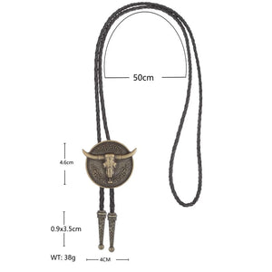 Bolo tie med tjurhuvud med långt horn