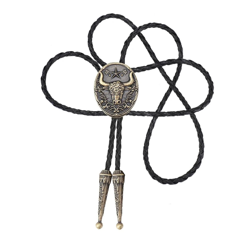 Bolo tie med tjurhuvud och pentagram
