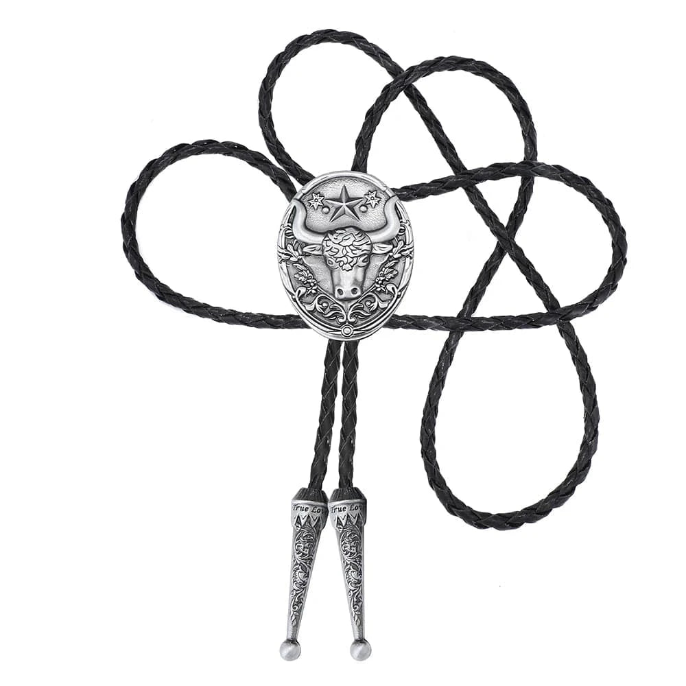 Bolo tie med tjurhuvud och pentagram