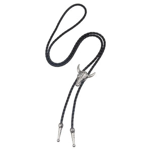 Bolo tie med tjurskalle i metall Antiksilver