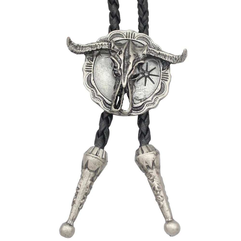 Bolo tie med tjurskalle i vintagestil Silver