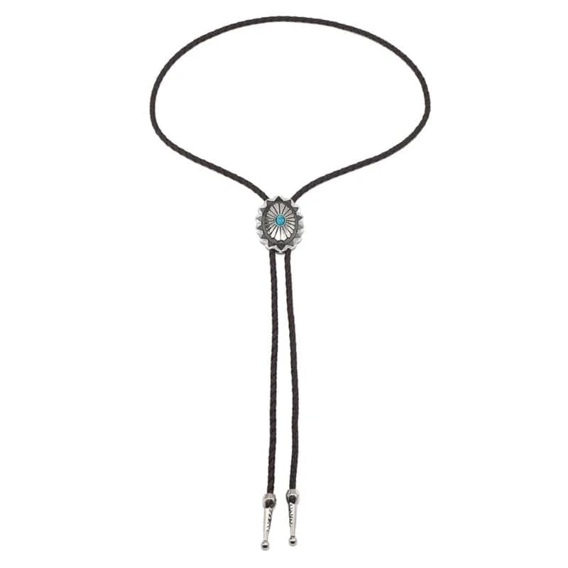Bolo tie med turkosdetalj och justerbar läderrem