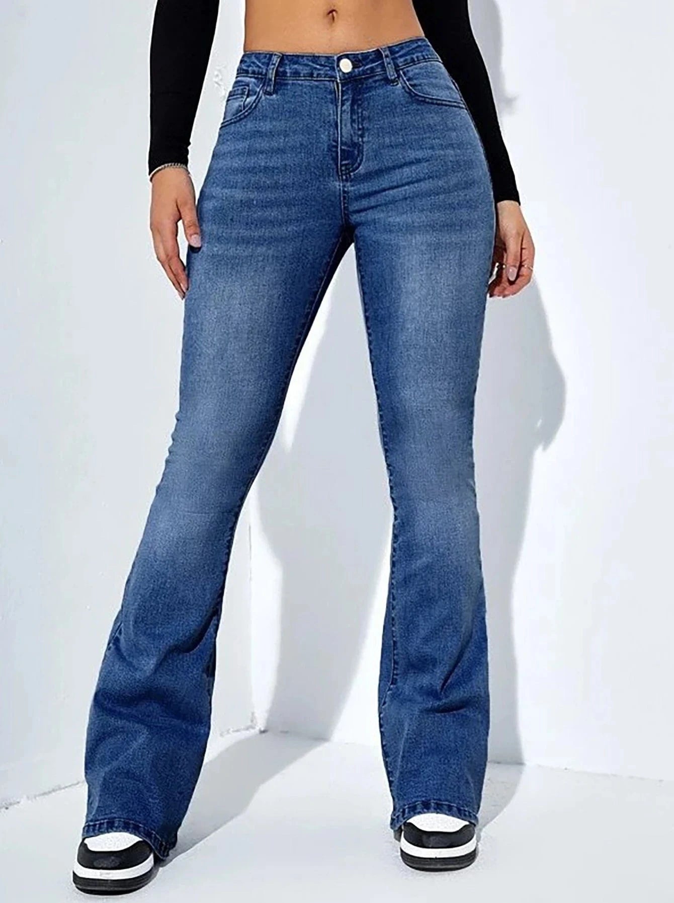 Bootcut jeans dam hög midja