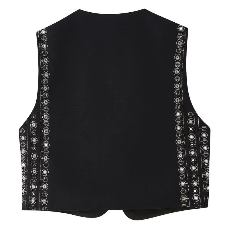 Broderad Väst Dam med Paljetter