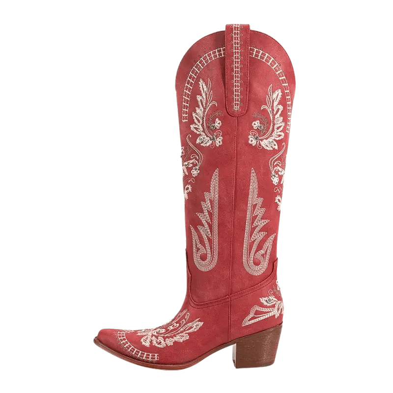 Broderade Cowgirl Boots i Mocka