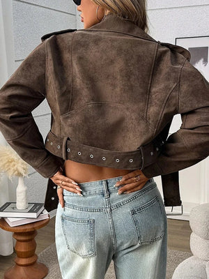 Brun biker jacka dam