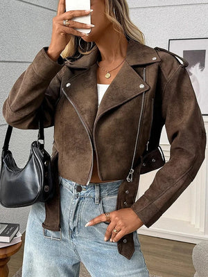 Brun biker jacka dam