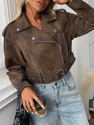 Brun biker jacka dam Brun / S