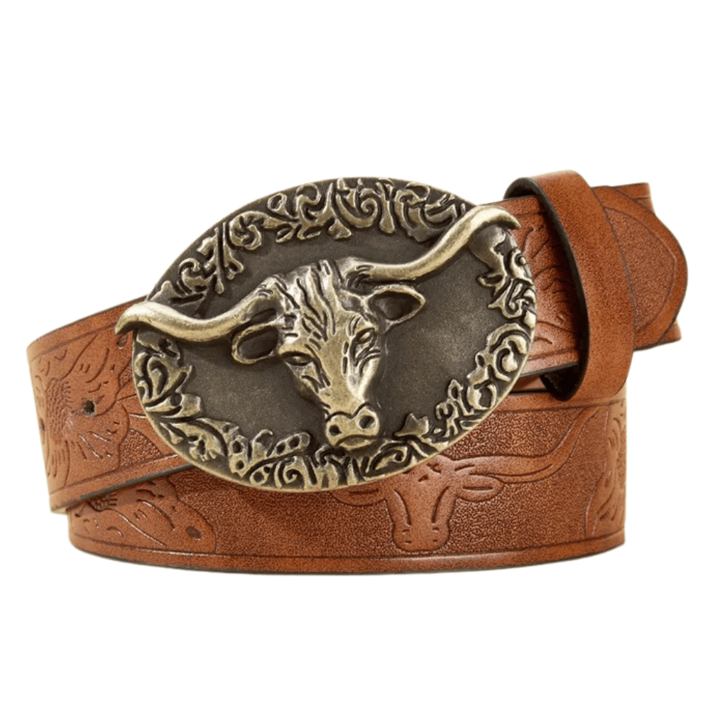 Brunt longhorn westernbälte Modell 7 / 120cm