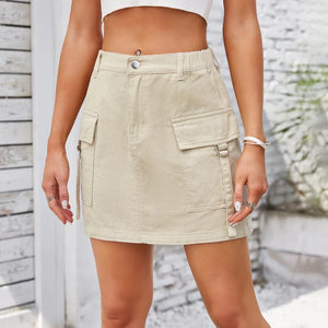 Cargo-kjol i denim Ljus Beige / S