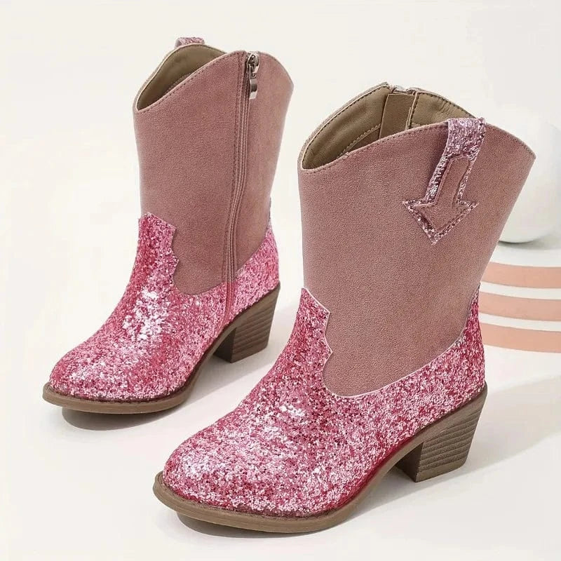 Glittriga Rosa Cowgirl Boots för Flickor