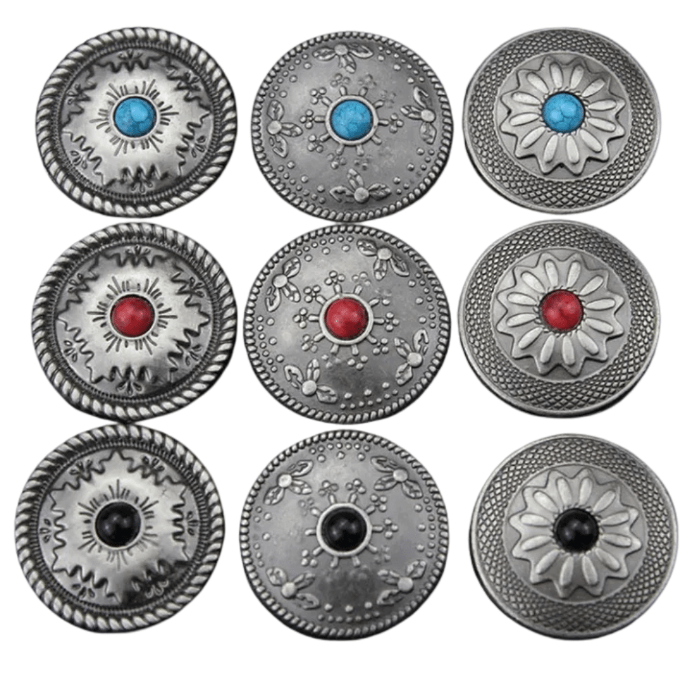 Concho 25 mm i Antiksilver med Färgsten