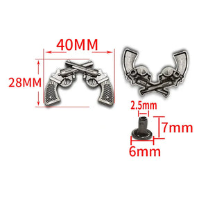 Concho antik metall med korsade revolvrar Antik silver