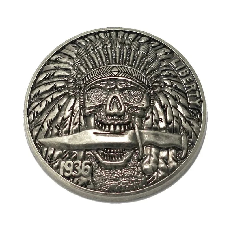 Concho Döskalle i Mässing med Indianmotiv