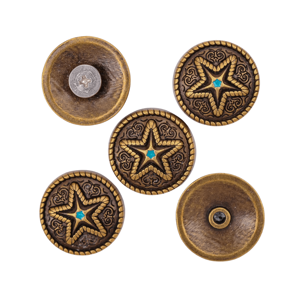 Concho i Antik Mässing med Ingraverad Stjärna