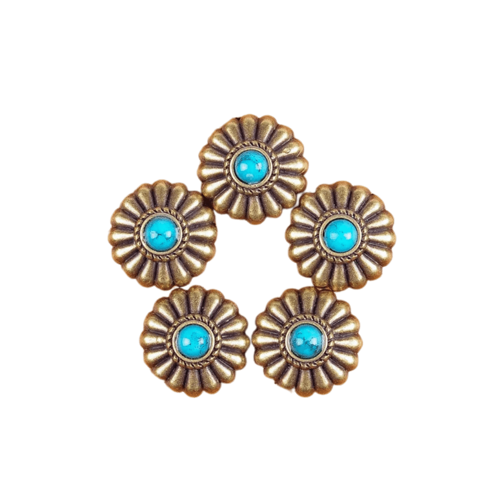 Concho i Antik Mässing med Turkos och Blommönster