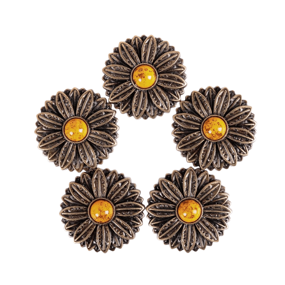 Concho i Antikkoppar med Blomdekor och Gul Turkossten