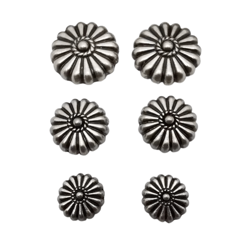 Concho i Antiksilver med Blommig Design