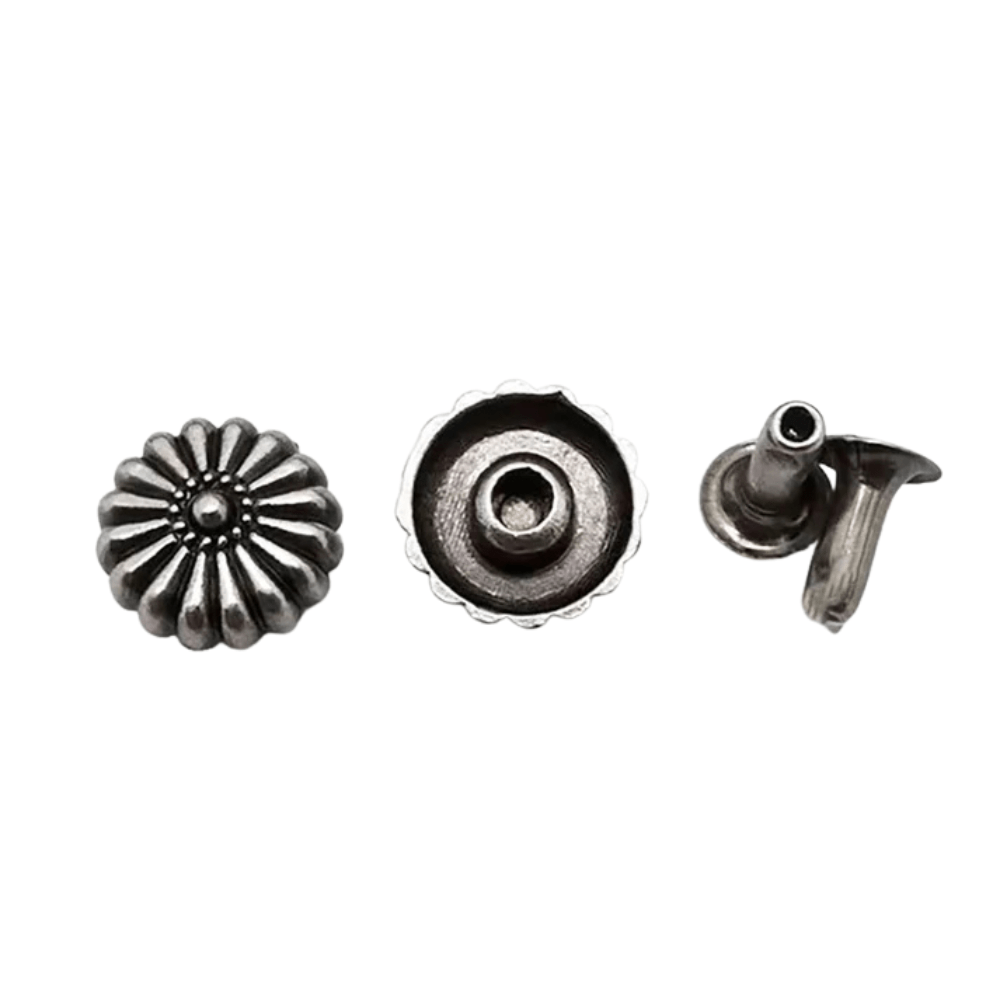 Concho i Antiksilver med Blommig Design