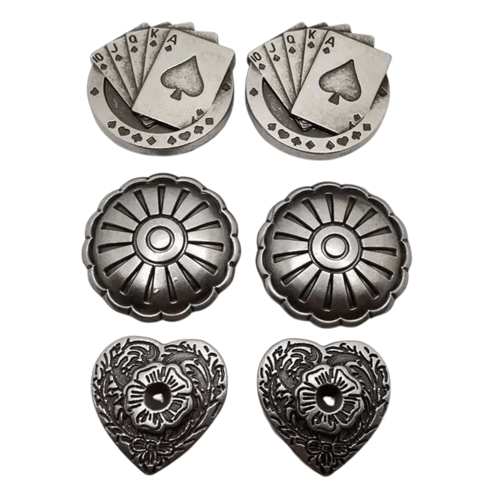 Concho i antiksilver med dekorativa motiv