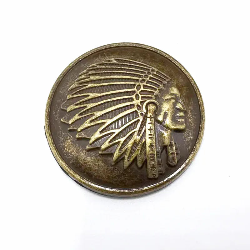 Concho i metall med indianskt hövdingmotiv