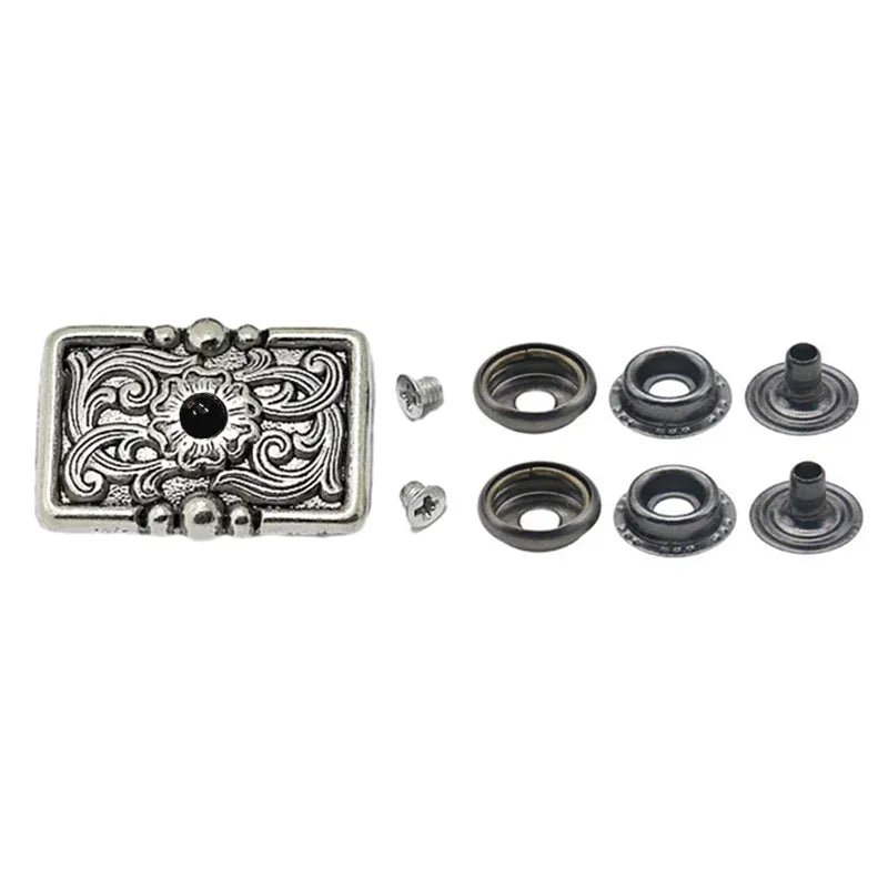 Concho knappar med blomrelief